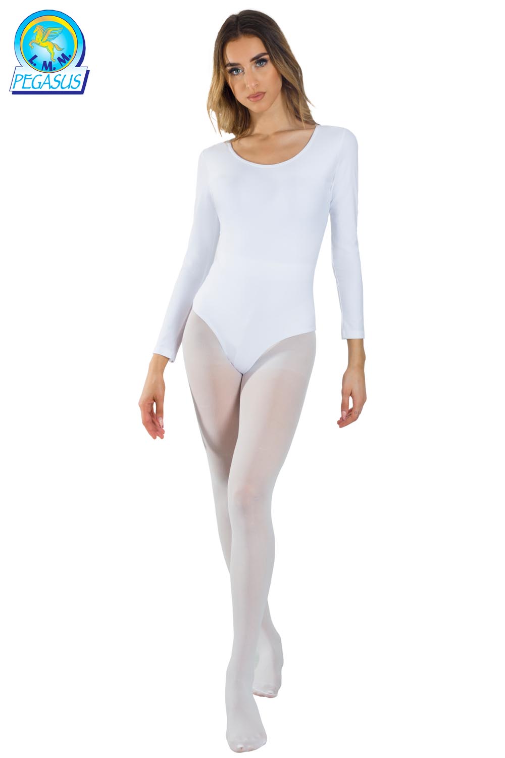 BODY IN LYCRA MANICA LUNGA BIANCO DONNA